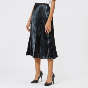 Christopher Kane Women's Lamé Pleated Skirt - Navy