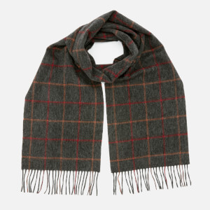 Barbour Men's Tattersall Lambswool Scarf - Charcoal/Red