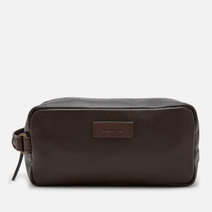 Barbour Men's Compact Leather Wash Bag - Brown