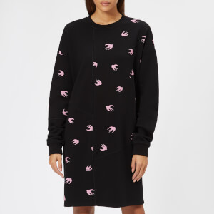 McQ Alexander McQueen Women's Cut Up Long Sleeve Dress - Darkest Black/Pink