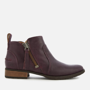 UGG Women's Aureo Full Grain Leather Flat Ankle Boots - Oxblood