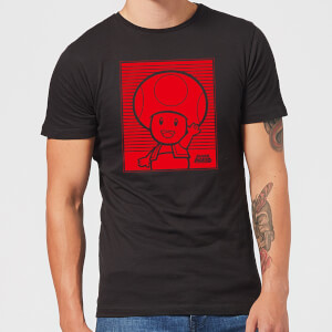 Nintendo Super Mario Toad Retro Line Art Men's T-Shirt - Black