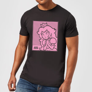 Nintendo Super Mario Princess Peach Retro Line Art Men's T-Shirt - Black