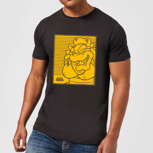 Nintendo Super Mario Bowser Retro Line Art Men's T-Shirt - Black