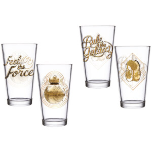 Funko Homeware Star Wars: The Last Jedi Set of 2 Pint Glasses - Rule The Galaxy & Feel The Force