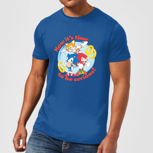 T-Shirt Homme Now It's Time To Be Serious Sonic The Hedgehog - Bleu Roi