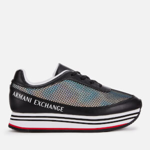 Armani Exchange Women's Leather/Mesh Chunky Runner Style Trainers - Black
