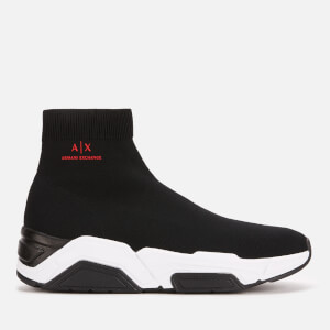 Armani Exchange Men's Knitted Hi-Top Trainers - Black