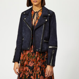 Coach 1941 Women's Burnished Suede Moto Jacket - Navy