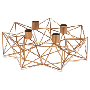 Nkuku Derwala Geometric Candle Holder - Antique Brass