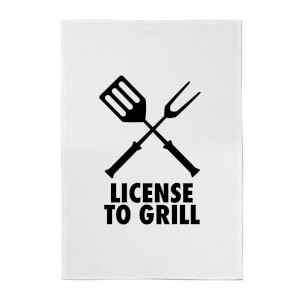 License To Grill Cotton Tea Towel