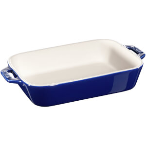 Staub Ceramic Rectangular Gratin Dish - 20cm x 16cm Dark Blue