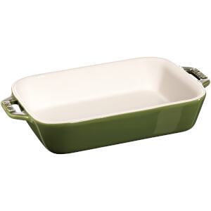 Staub Ceramic Rectangular Gratin Dish - 20cm x 16cm Basil