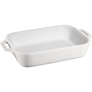 Staub Ceramic Rectangular Gratin Dish - 27cm x 20cm White