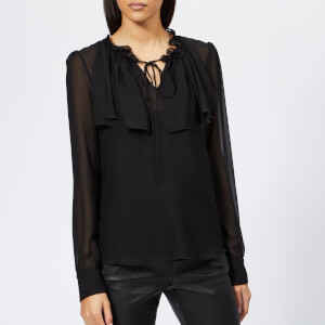 See By Chloé Women's Textured Frill Top - Black