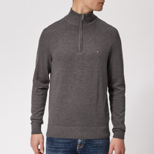 Tommy Hilfiger Men's Cotton Silk Zip Sweater - Magnet Heather