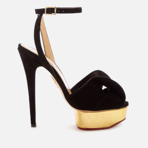 Charlotte Olympia Women's Satin and Metallic Platform Sandals - Black/Gold