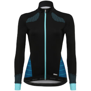 Santini Women's Coral Winter Windstopper Jacket - Black/Aqua Blue