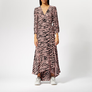 Ganni Women's Lindale Crepe Maxi Wrap Dress - Black