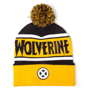 Marvel X-Men Men's Wolverine Beanie Hat with Pompom - Yellow