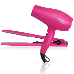 Silver Bullet Luxe Travel Set 2200W Hair Dryer and Straighteners - Pink