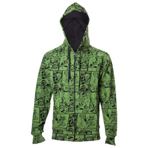 Marvel Men's Hulk Comic Book Pattern Hoody - Green