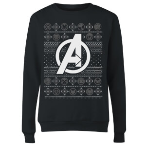 Pull de Noël Femme Marvel Logo Avengers - Noir