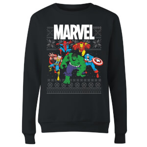 Marvel Avengers Group Women's Christmas Sweatshirt - Black