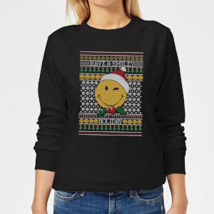 Smiley World Have A Smiley Holiday Women's Christmas Sweatshirt - Black