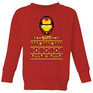 Marvel Avengers Iron Man Pixel Art Kids Christmas Sweatshirt - Red