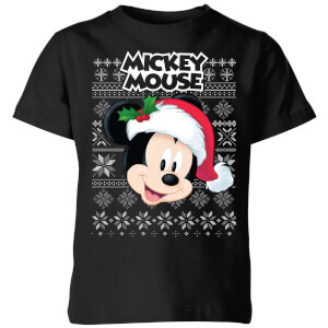 Disney Classic Mickey Mouse Kids Christmas T-Shirt - Black