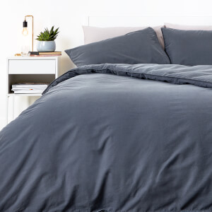 in homeware Washed Cotton Duvet Set - Dark Grey