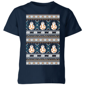 Star Wars BB-8 Pattern Kids Christmas T-Shirt - Navy