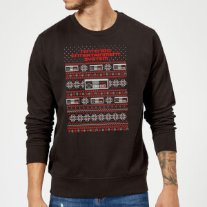 Nintendo NES Pattern Christmas Sweatshirt - Black