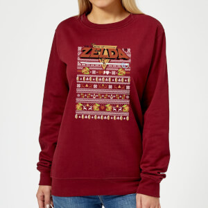 Nintendo Legend Of Zelda Pattern Women's Christmas Sweatshirt - Burgundy