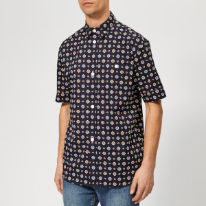 KENZO Men's Patterned Short Sleeve Shirt - Midnight Blue