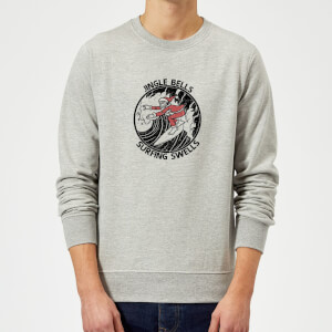 Jungle Bells, Surfing Swells Christmas Sweatshirt - Grey