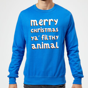 Merry Christmas Ya' Filthy Animal Christmas Sweatshirt - Royal Blue