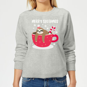 Merry Slothmas Women's Christmas Sweatshirt - Grey
