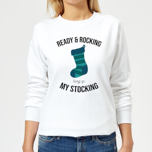 Ready & Rocking Hung Up My Stocking Women's Christmas Sweatshirt - White
