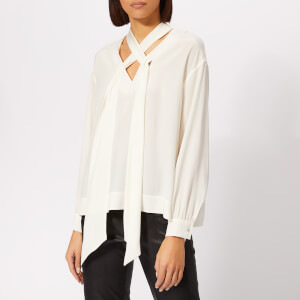 Diane von Furstenberg Women's Jessamine Tie Neck Blouse - Ivory