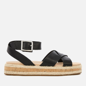 Clarks Women's Botanic Poppy Leather Flatform Sandals - Black