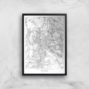 City Art Black and White Outlined Rome Map Art Print