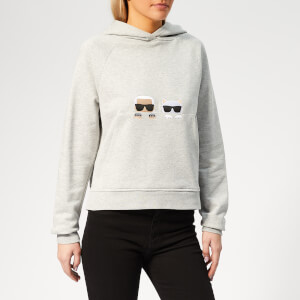 Karl Lagerfeld Women's Ikonik Karl & Choupette Hoodie - Medium Grey Melange