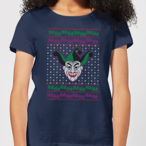 DC Joker Knit Women's Christmas T-Shirt - Navy