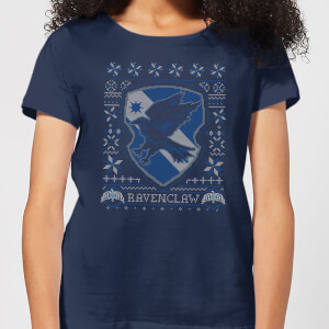 Harry Potter Ravenclaw Crest Women's Christmas T-Shirt - Navy
