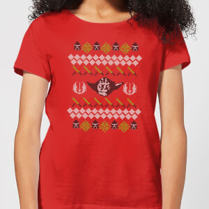 Star Wars Yoda Knit Women's Christmas T-Shirt - Red