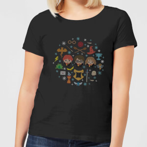 Harry Potter Characters Women's Christmas T-Shirt - Black