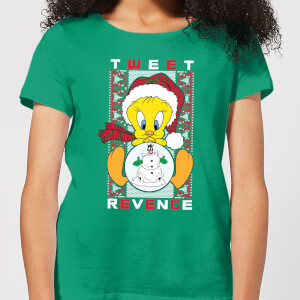 Looney Tunes Tweety Pie Tweet Revenge Women's Christmas T-Shirt - Kelly Green