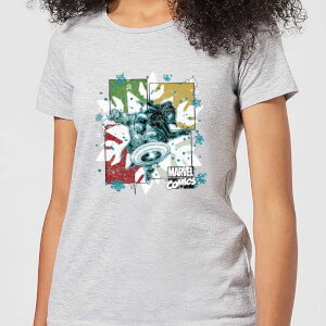 Marvel Black Widow Captain America Women's Christmas T-Shirt - Grey